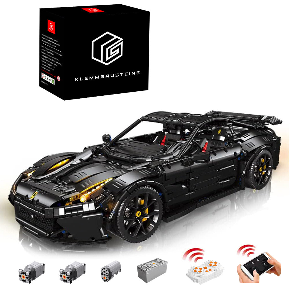 Technik Ferrari F12 Supercar Modell, 3097 Teile Groß Ferngesteuerter Klemmbausteine Sportwagen,1:8 MOC Technik Auto Modell Spielzeug