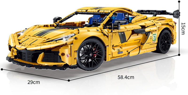 Technik Auto für Corvete C8, 1:8 Groß Auto Modellbausatz, 3788 Teile Klemmbausteine Auto MOC Set, Kompatibel mit Corvette