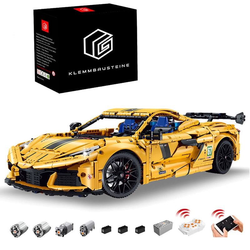 Technik Auto für Corvete C8, 1:8 Groß Auto Modellbausatz, 3788 Teile Klemmbausteine Auto MOC Set, Kompatibel mit Corvette