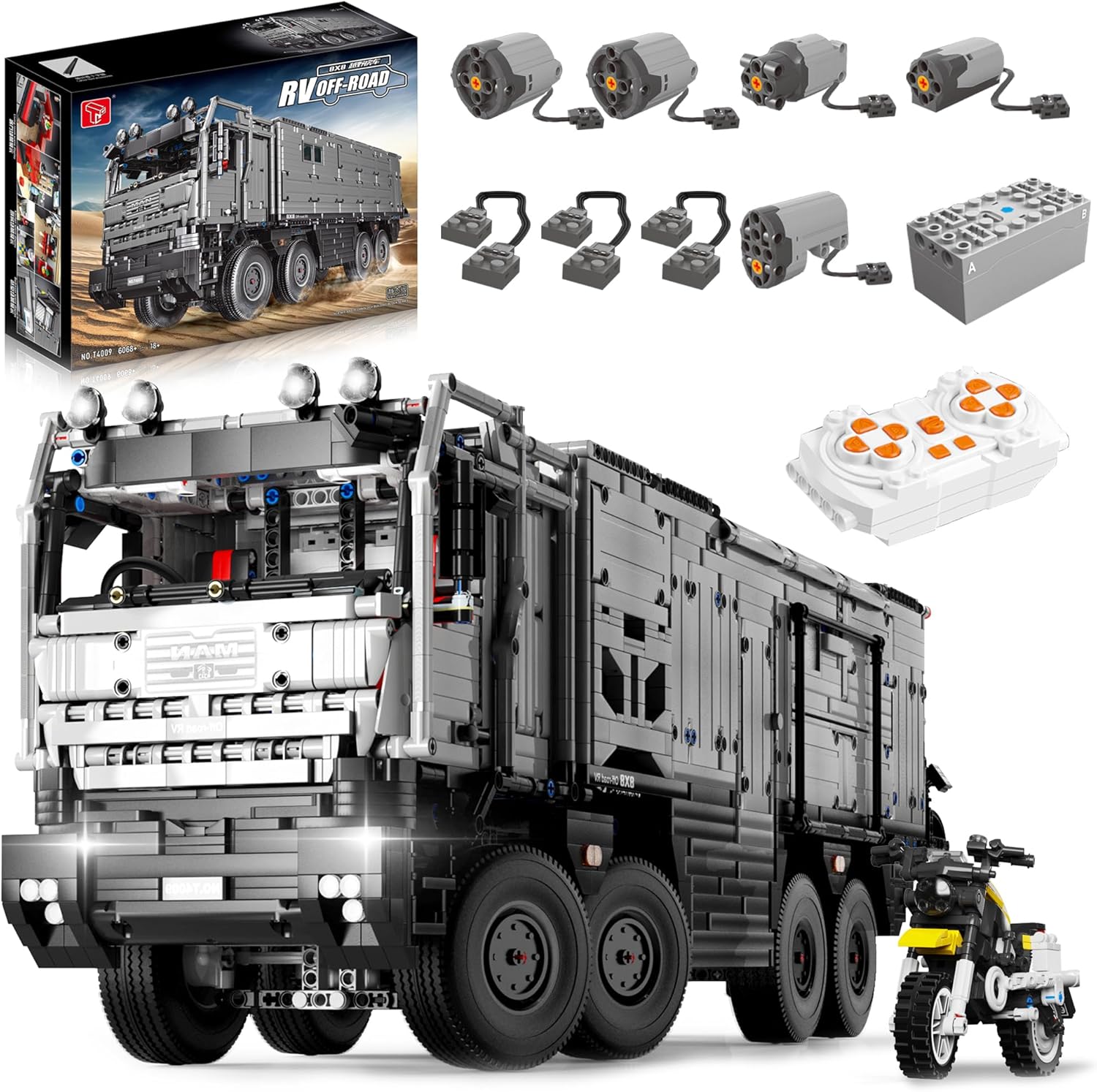 Technik LKW Wohnmobil Offroad Bauset, 6068 Teile Groß Technik Klemmbausteine mit Fernbedienung und 5 Motors, Sammlermodell als Geschenk für Erwachsene, TGL T4009(Originalverpackung)