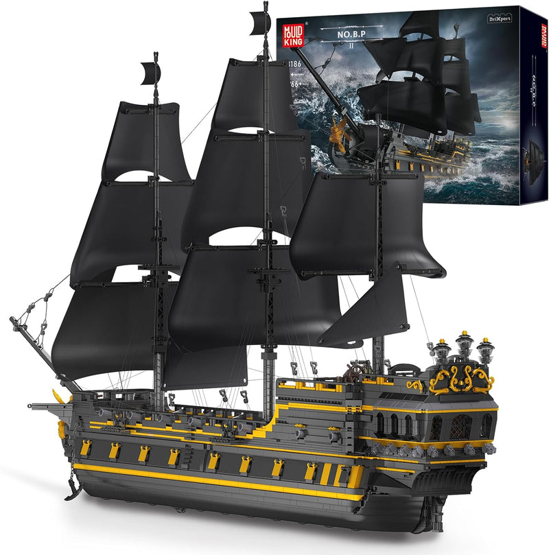 Black Pearl Piratenschiff Klemmbausteine Bausatz, 5266 Teile Große Segelschiff Bausteine Spielzeug für Lego Piratenschiff