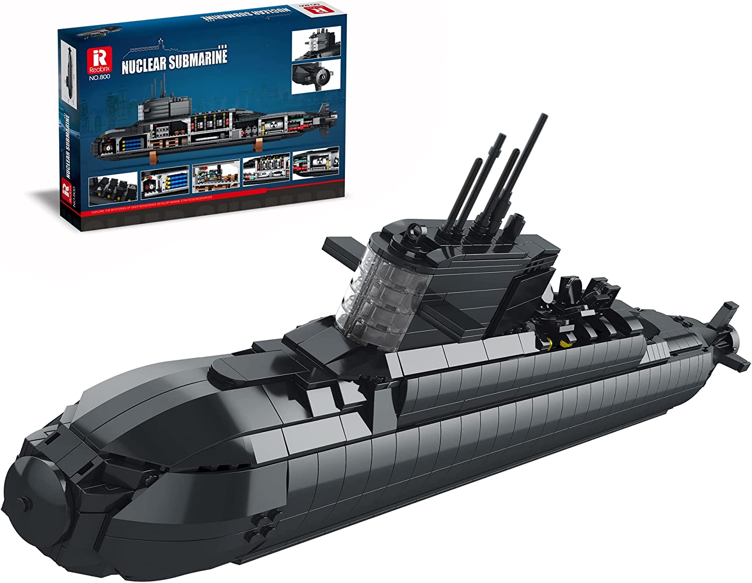 Strategisches Atom-U-Boot Bausteine, Militärschiff Bausatz mit nachgebildetem Echolot und Torpedorohren, Gebaut Spielzeug Für Kinder Erwachsene, 1498 PCS Klemmbausteine kompatibel mit Lego