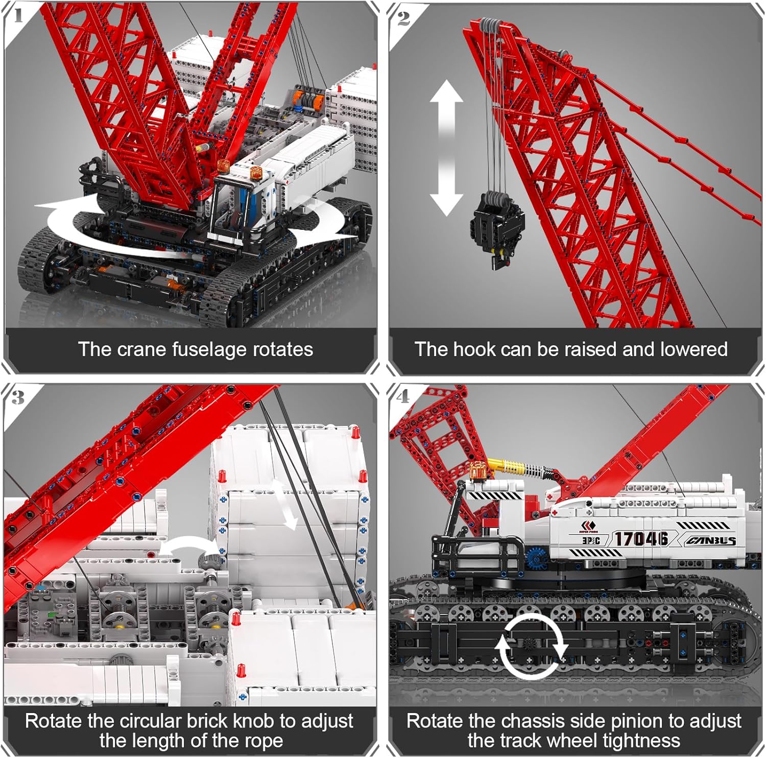 Technik Wacker 16000 RaupenKran, Ferngesteuertes Baufahrzeug-Modell mit Control+ App, Bagger Modellbausatz für Erwachsene (4494 Teile)