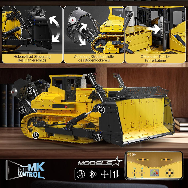 Technik Bulldozer Liebherr PR766 Raupenbagger, APP Fernbedienung LKW mit Motoren Bausätze Spielzeug Geschenke für 8+ Jahre (3774 Teile)