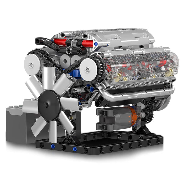 MOC 10088 Technik V8 Achtzylinder-Motor Reihenbenzinmotor-Blockbausatz Klemmbausteine Bausatz Enthält Motor und Batteriekasten V8-Motor (535 Teile+)