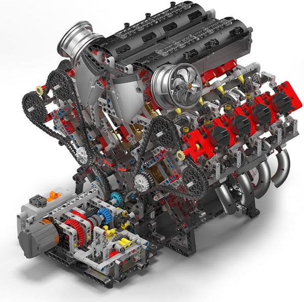 Technik V8 Motor Groß（V8）Die Achtzylinder-Reihenbenzinmotor-Blockbausatz, 2718 Teile Technic Klemmbausteine Bausatz Enthält Motor und Batteriekasten V8-Motor