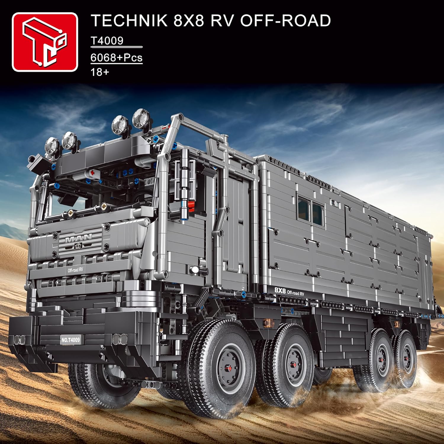 Technik LKW Wohnmobil Offroad Bauset, 6068 Teile Groß Technik Klemmbausteine mit Fernbedienung und 5 Motors, Sammlermodell als Geschenk für Erwachsene, TGL T4009(Originalverpackung)