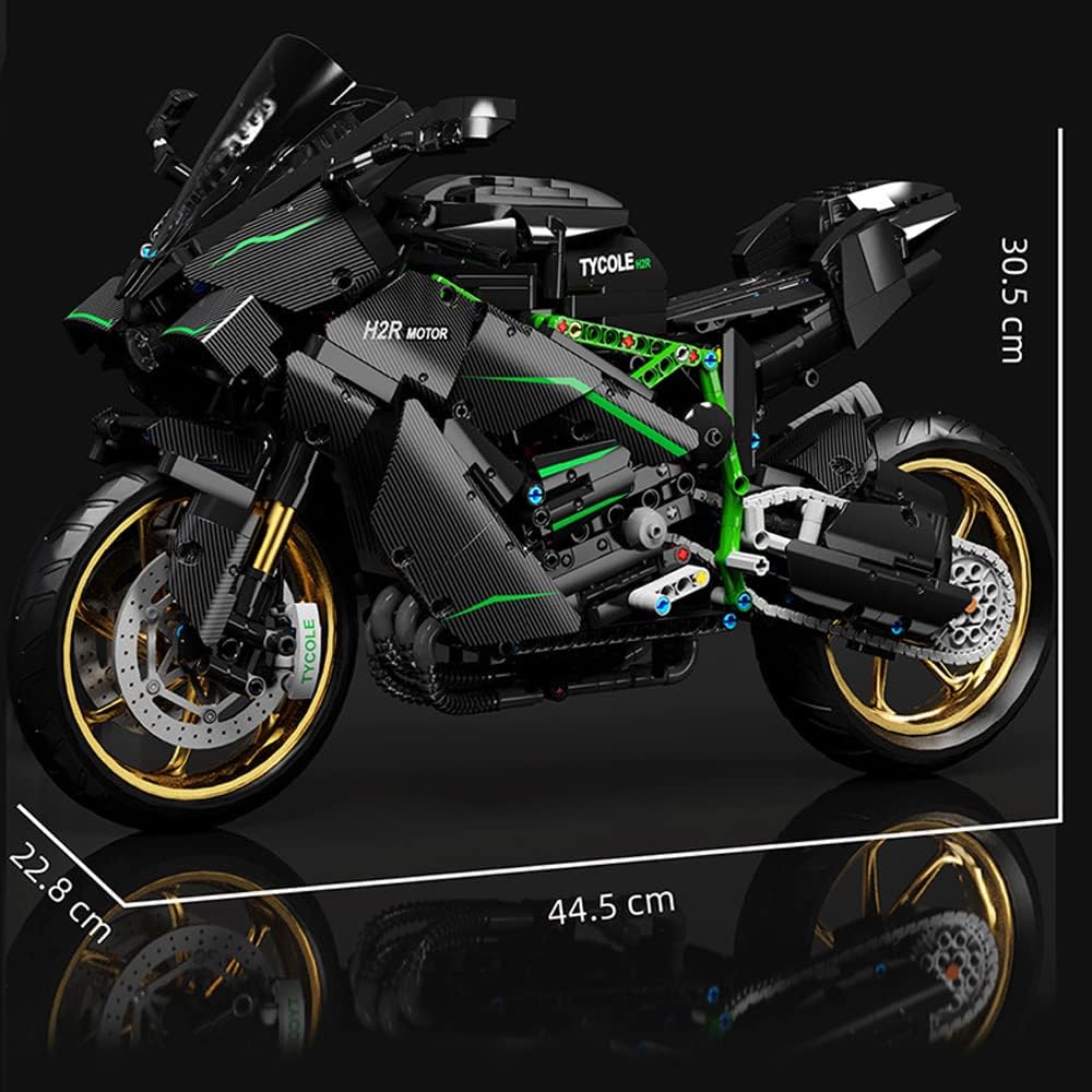 Technik Motorrad für Kawasaki H2 Modell, 1858 Teile Technic Motorrad Modell Bausatz Kompatibel mit Lego Technik