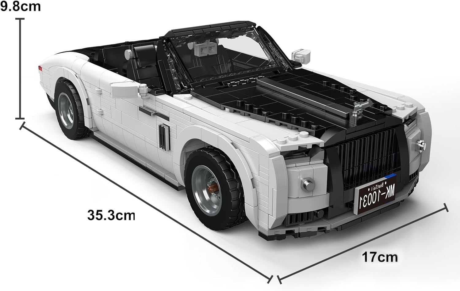 Technik Auto Rolls-Royce Phantom Modellbau,Der Weiß Oldtimer Baustein (1603 Teile),Montage Technologie Sport-Rennwagen Klemmbaustein,Sammelbare Autospielzeuge für Kinder/Erwachsene 8+