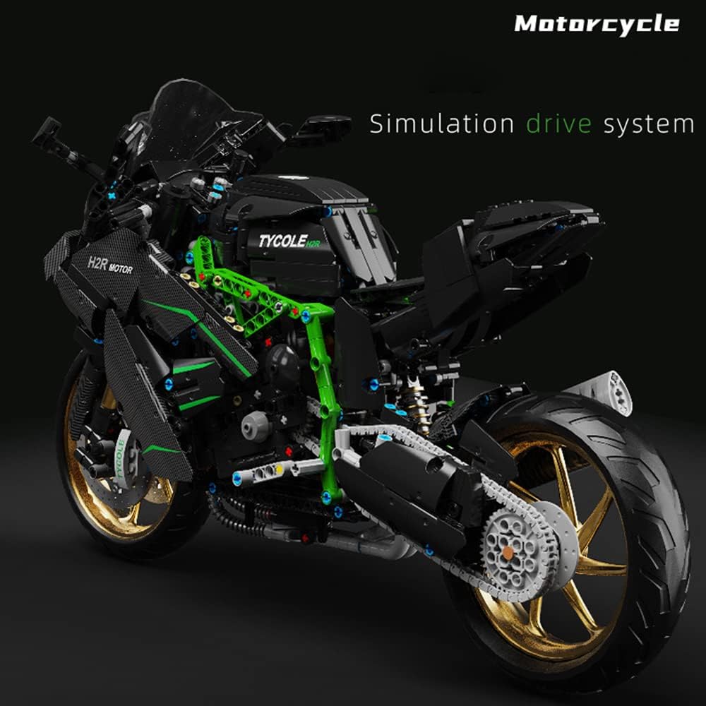 Technik Motorrad für Kawasaki H2 Modell, 1858 Teile Technic Motorrad Modell Bausatz Kompatibel mit Lego Technik