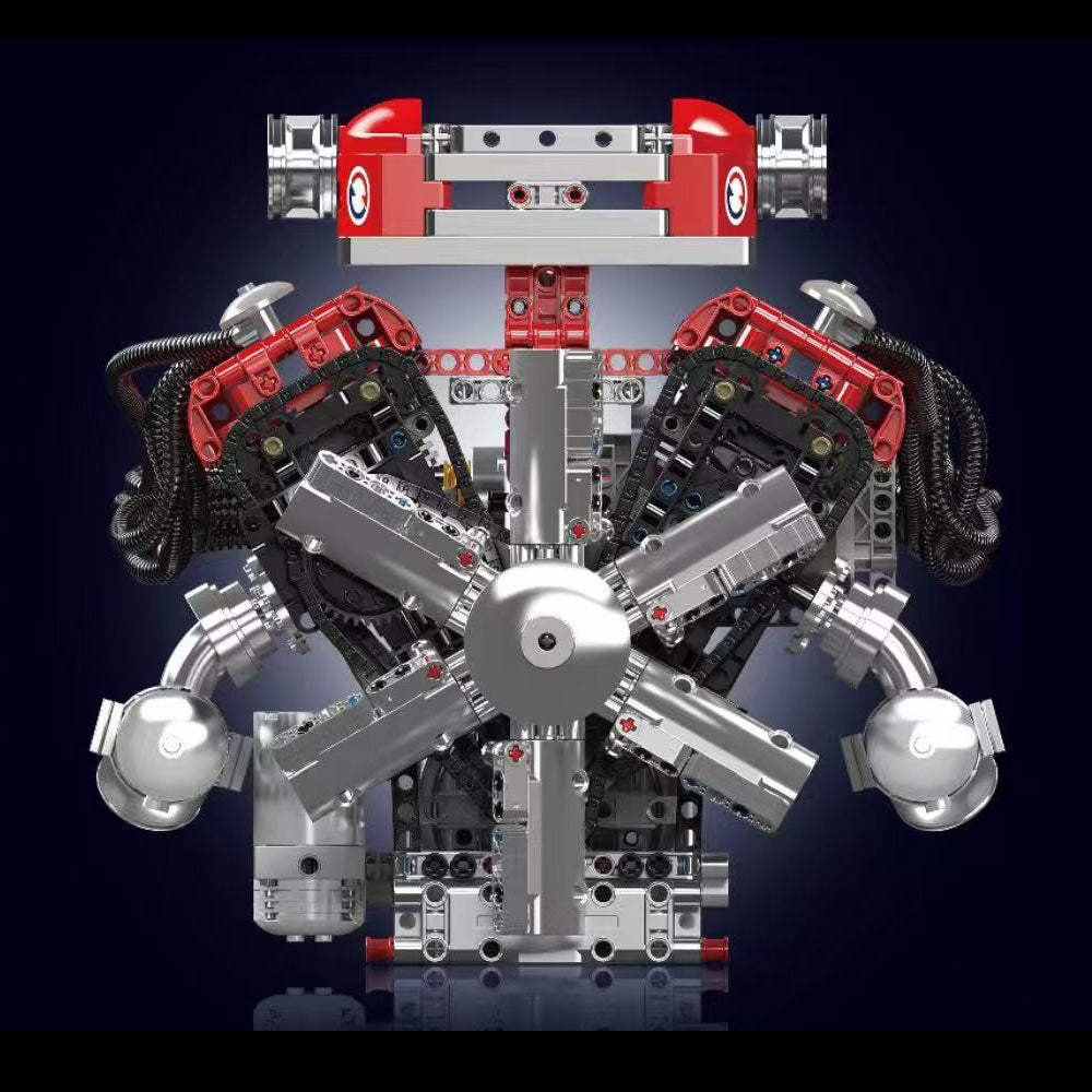 Technik V12 Motor Groß（V12）Die v12-Zylinder-Motor-Blockbausatz, 3472 Teile Technic Klemmbausteine Bausatz Enthält Motor und Batteriekasten V12-Motor