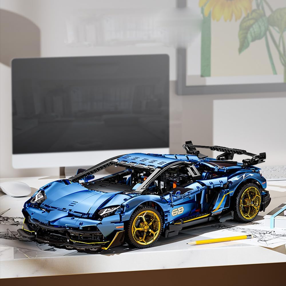 Technik Auto für Lamborghini SVJ, 3800+ Teile Technik Auto Ferngesteuert Auto Motorisierte Sportwagen Modellbau Custom Bausteine Kompatibel mit Lego Technik Auto