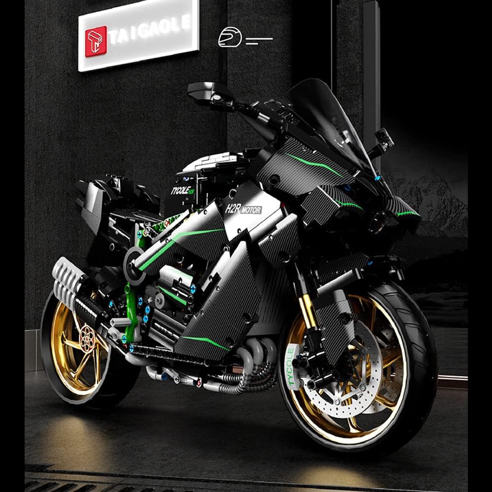 Technik Motorrad für Kawasaki H2 Modell, 1858 Teile Technic Motorrad Modell Bausatz Kompatibel mit Lego Technik