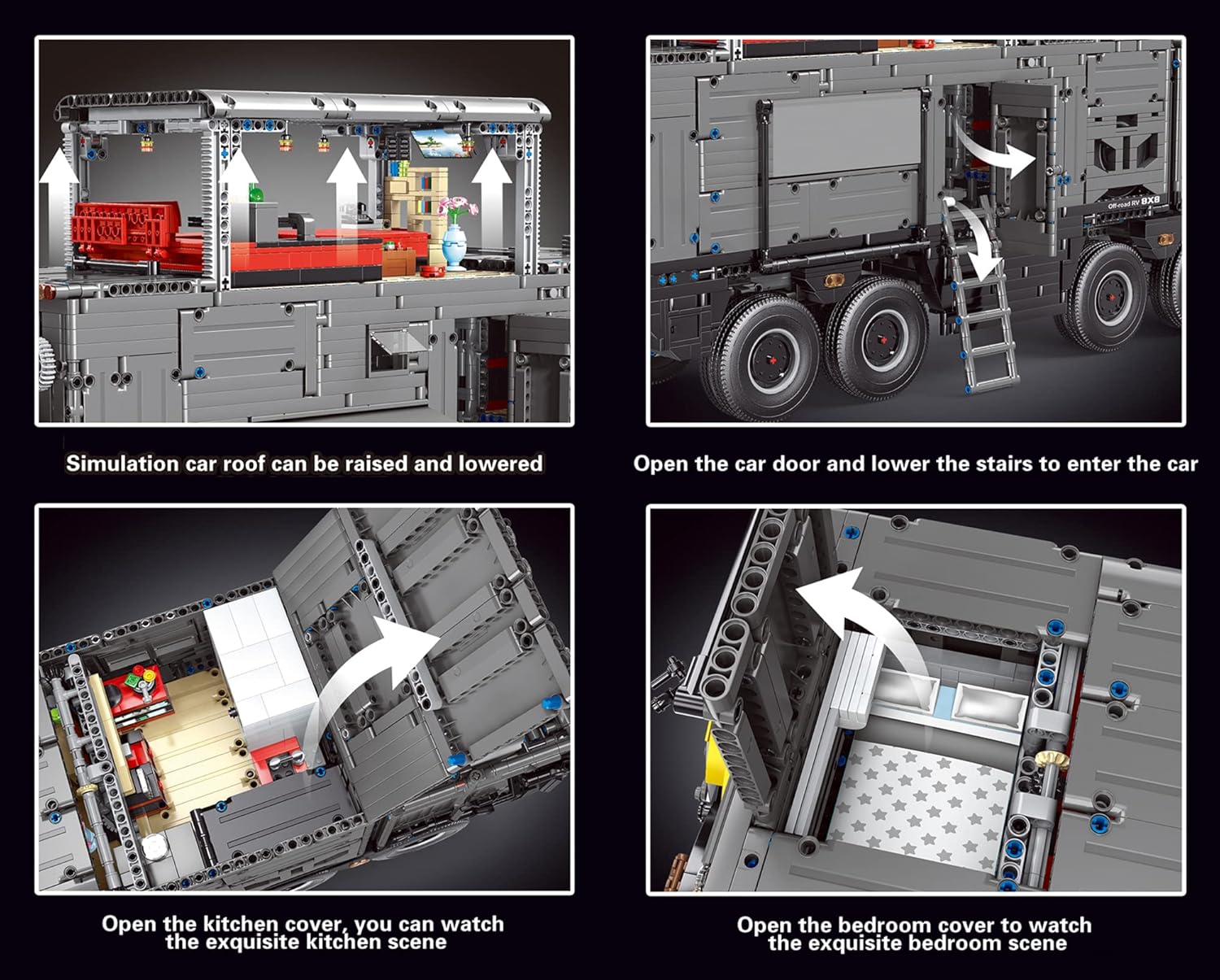 Technik LKW Wohnmobil Offroad Bauset, 6068 Teile Groß Technik Klemmbausteine mit Fernbedienung und 5 Motors, Sammlermodell als Geschenk für Erwachsene, TGL T4009(Originalverpackung)