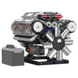 MOC 10088 Technik V8 Achtzylinder-Motor Reihenbenzinmotor-Blockbausatz Klemmbausteine Bausatz Enthält Motor und Batteriekasten V8-Motor (535 Teile+)