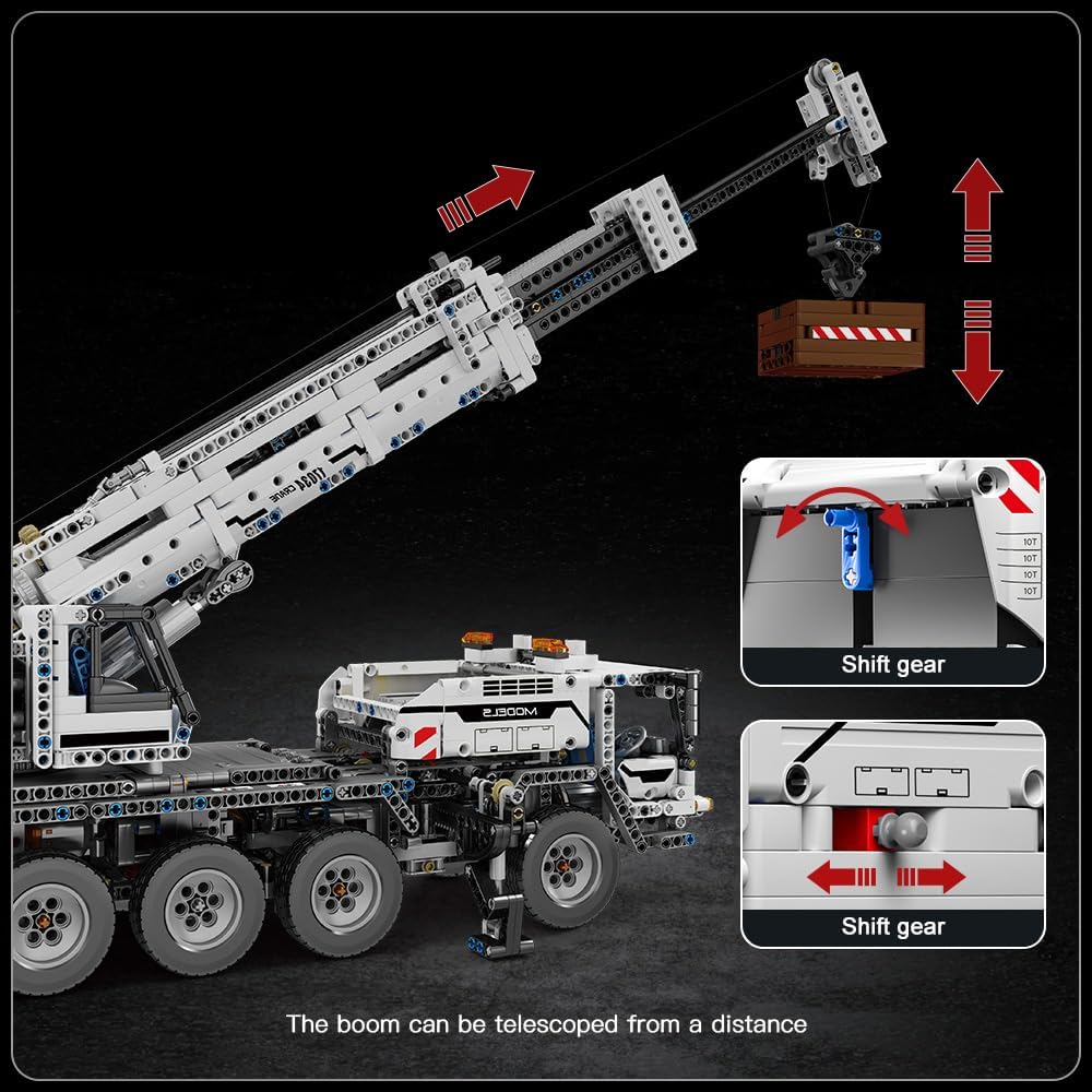 Technik Kran Ferngesteuert Mechanischer Kran Bausteine Spielzeug Schwerlastkran LKW Klemmbausteine (2819 Teile)