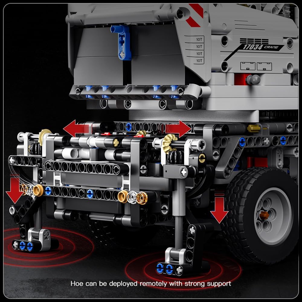 Technik Kran Ferngesteuert Mechanischer Kran Bausteine Spielzeug Schwerlastkran LKW Klemmbausteine (2819 Teile)