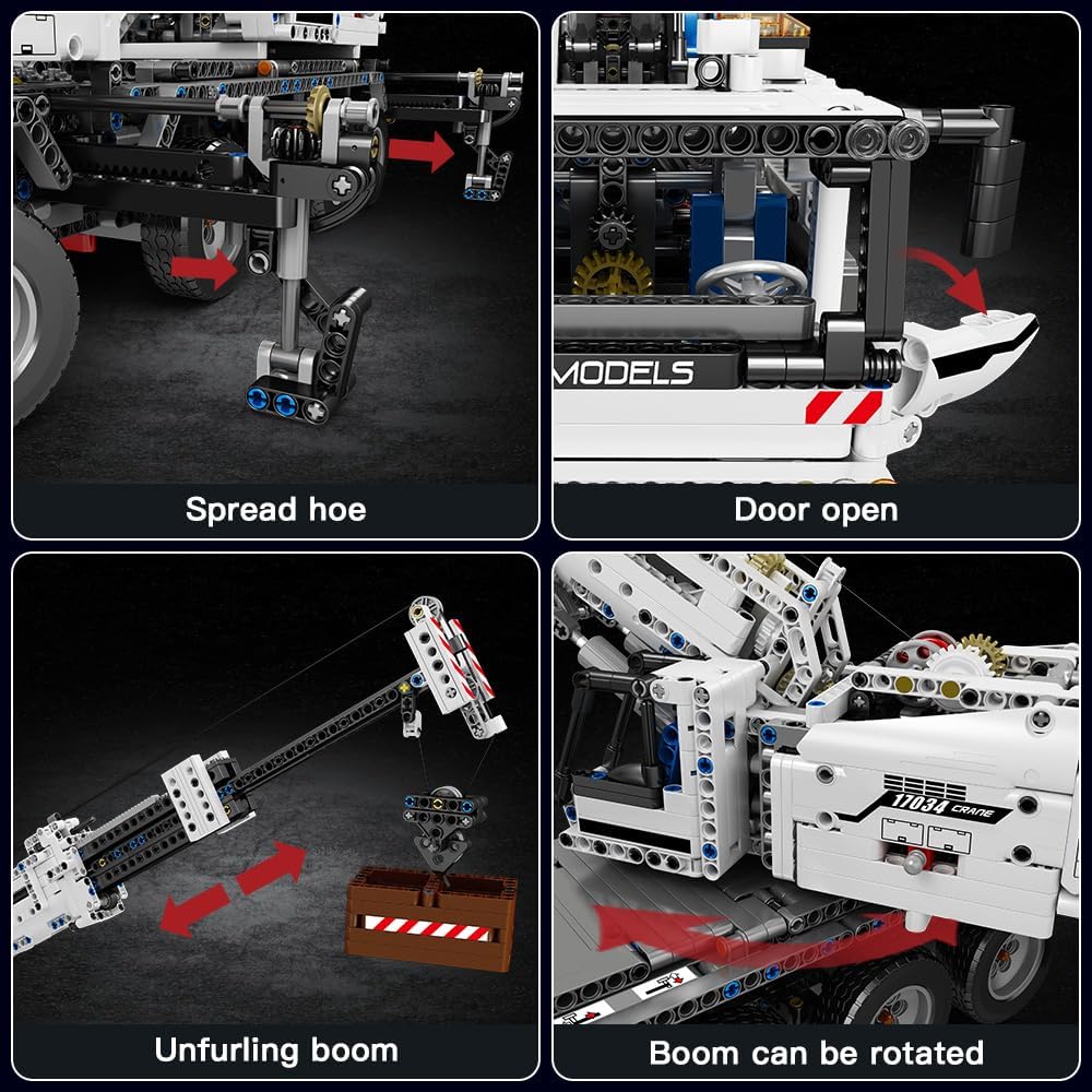 Technik Kran Ferngesteuert Mechanischer Kran Bausteine Spielzeug Schwerlastkran LKW Klemmbausteine (2819 Teile)