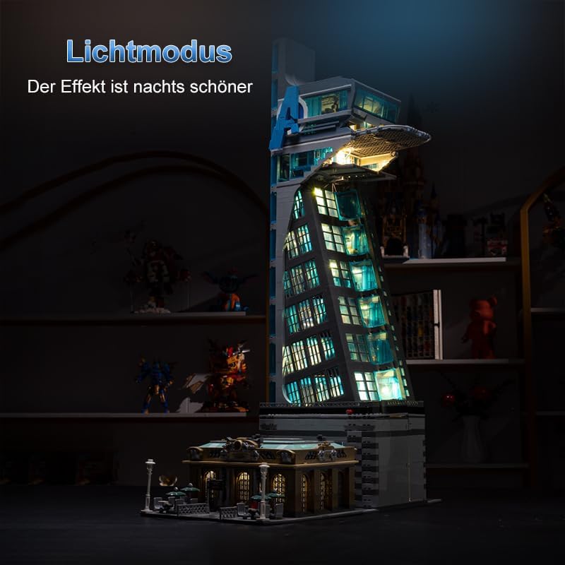 Hero Tower Film Haus Bausteine mit LED-Licht und Box, Architecture Modular Buildings Set für Erwachsene, Technik Klemmbausteine（5883 Teilen）