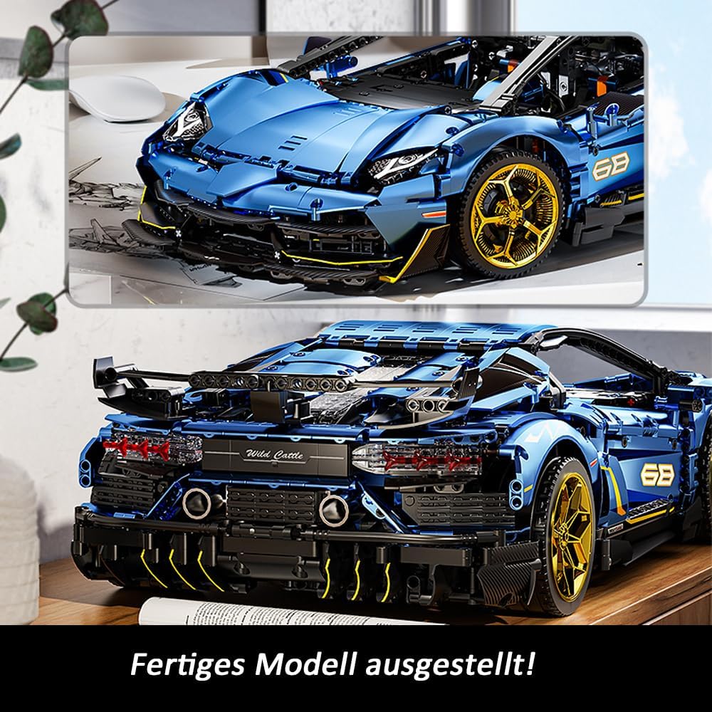 Technik Auto für Lamborghini SVJ, 3800+ Teile Technik Auto Ferngesteuert Auto Motorisierte Sportwagen Modellbau Custom Bausteine Kompatibel mit Lego Technik Auto