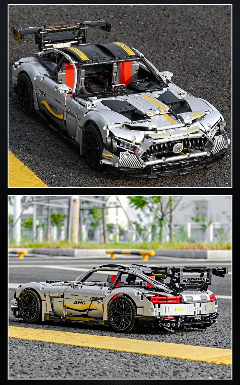 Technik Auto für Mercedes-Benz AMG GTR, 1:8 Groß Auto Modellbausatz, 2872 Teile MOC Klemmbausteine Technik Auto Set, Kompatibel mit Mercedes AMG Technik Auto