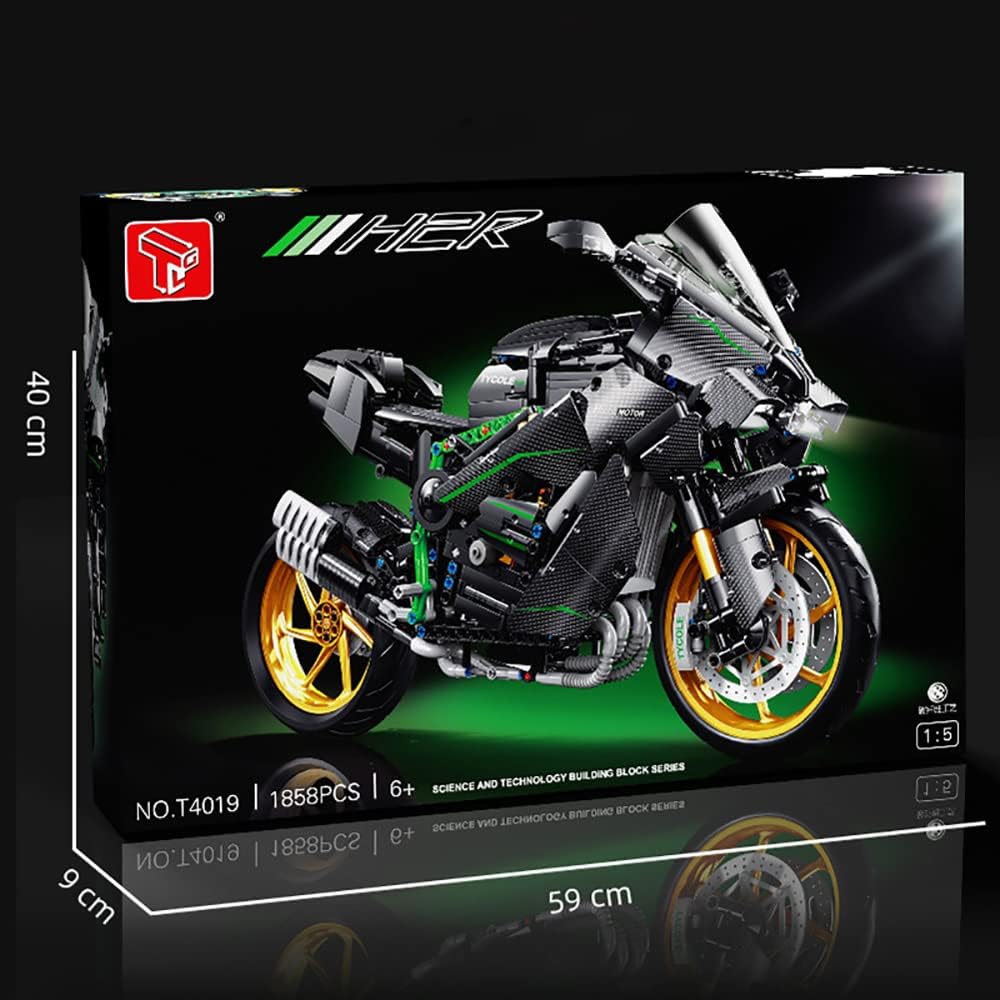 Technik Motorrad für Kawasaki H2 Modell, 1858 Teile Technic Motorrad Modell Bausatz Kompatibel mit Lego Technik