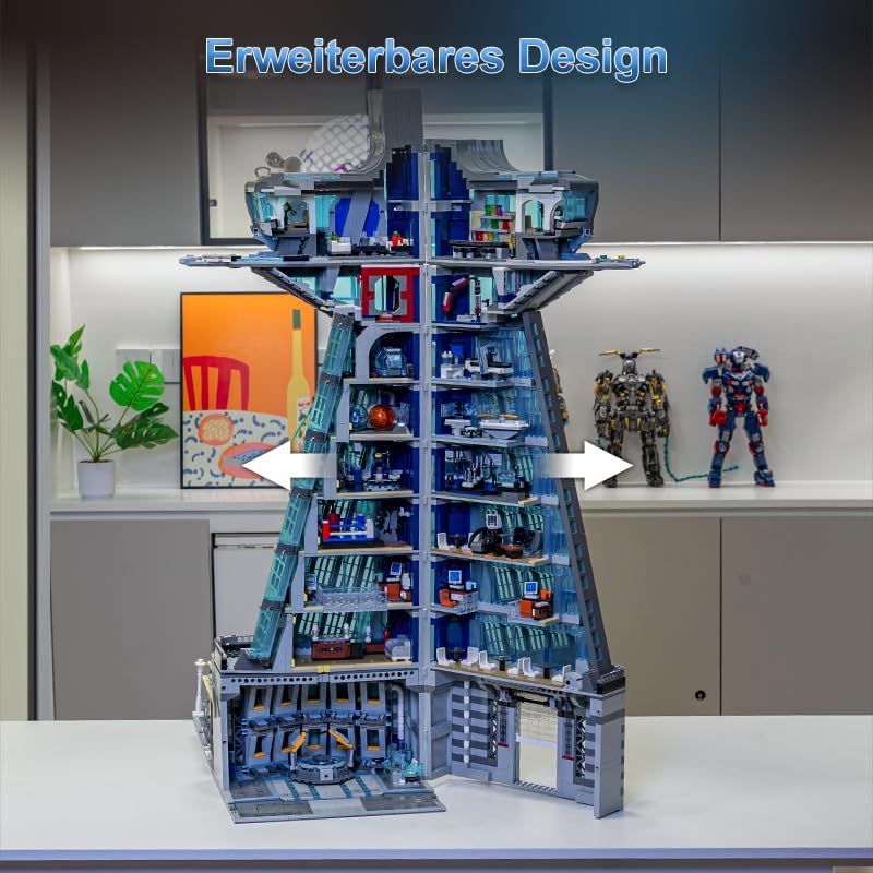 Hero Tower Film Haus Bausteine mit LED-Licht und Box, Architecture Modular Buildings Set für Erwachsene, Technik Klemmbausteine（5883 Teilen）