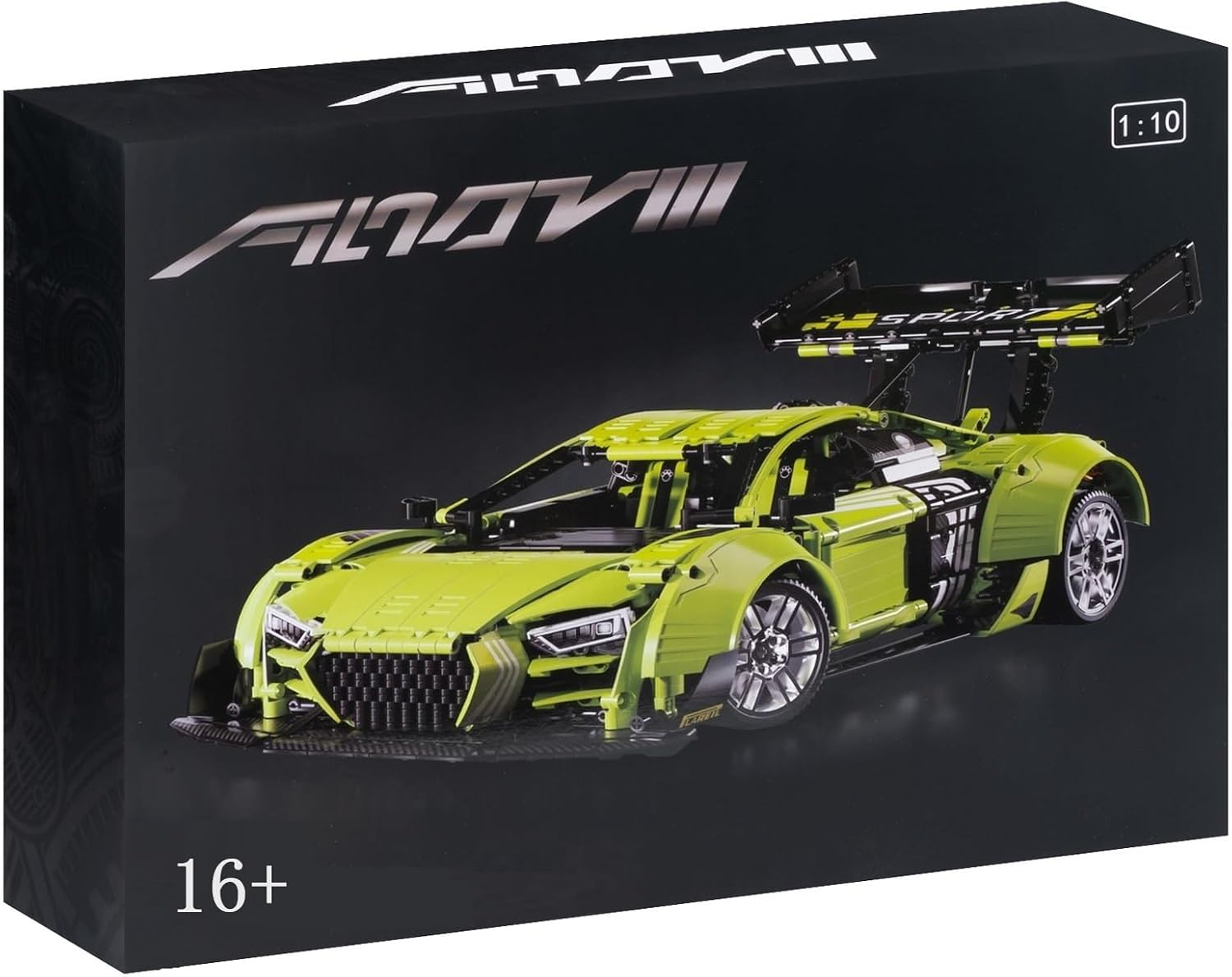 Technik Auto Umbau für Audi R8, Mit Motoren Set, 1:8 Groß Auto Modellbausatz, 2641 Teile Klemmbausteine Auto MOC Set, Kompatibel mit Audi Technik Auto