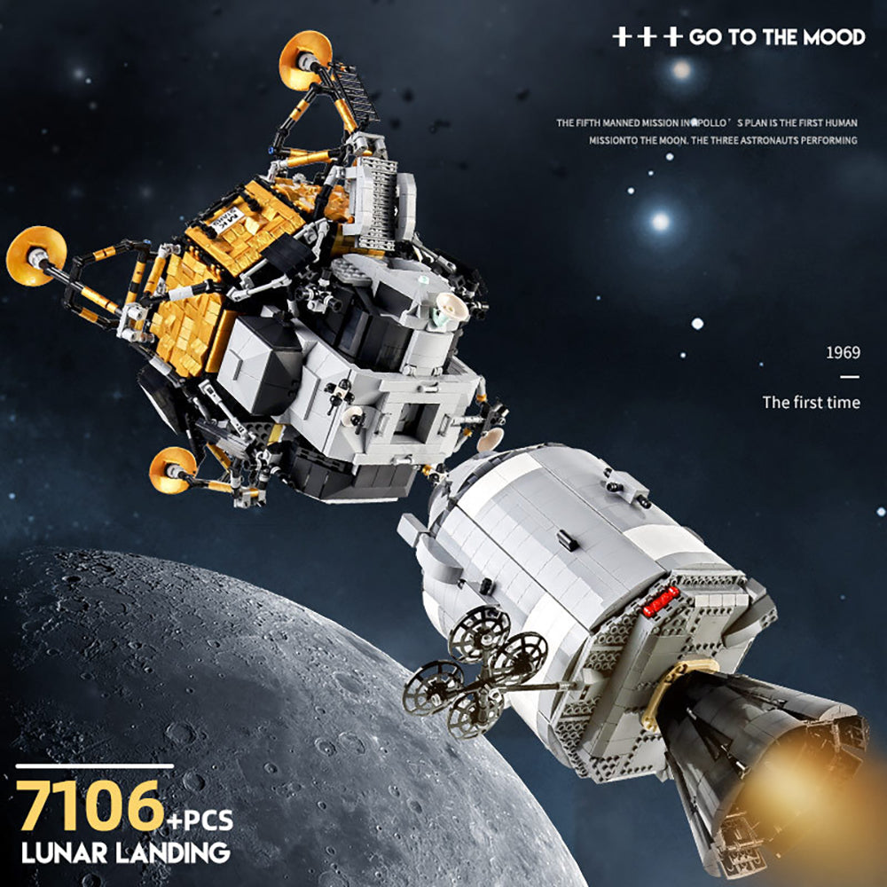 Apollo 11 Raumschiff Modell, 7106 Teile Raumschiff Klemmbausteine Bauset Kompatibel mit Lego Star Wars Apollo 11