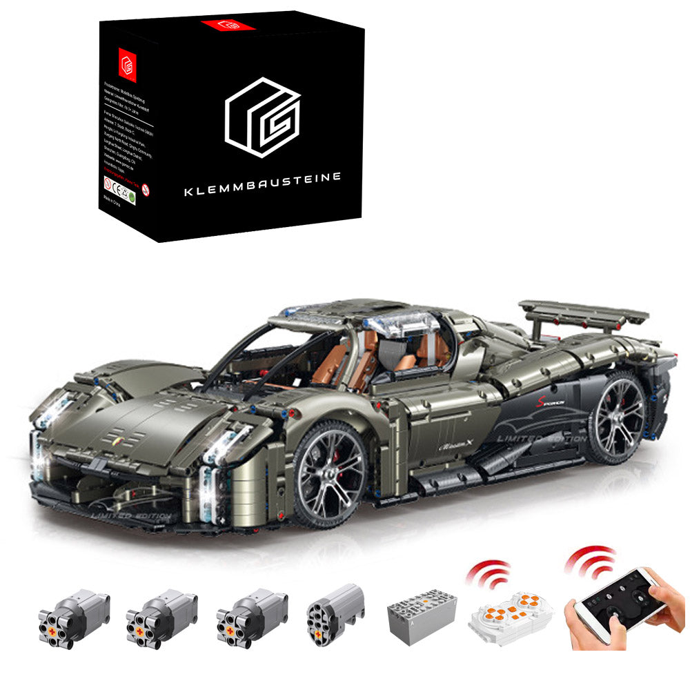 Technik Auto für Porsche Mission X Modell, 4050+ Teile Technik Rennwagen mit 4 Motor Modell, Technik Ferngesteuert Auto Klemmbausteine Modellbau Kompatibel mit LEGO Technik Auto