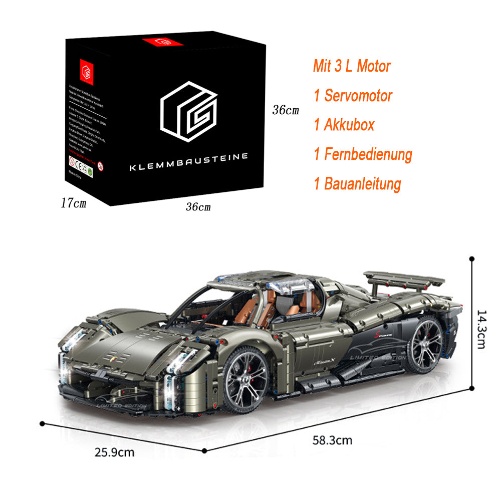 Technik Auto für Porsche Mission X Modell, 4050+ Teile Technik Rennwagen mit 4 Motor Modell, Technik Ferngesteuert Auto Klemmbausteine Modellbau Kompatibel mit LEGO Technik Auto