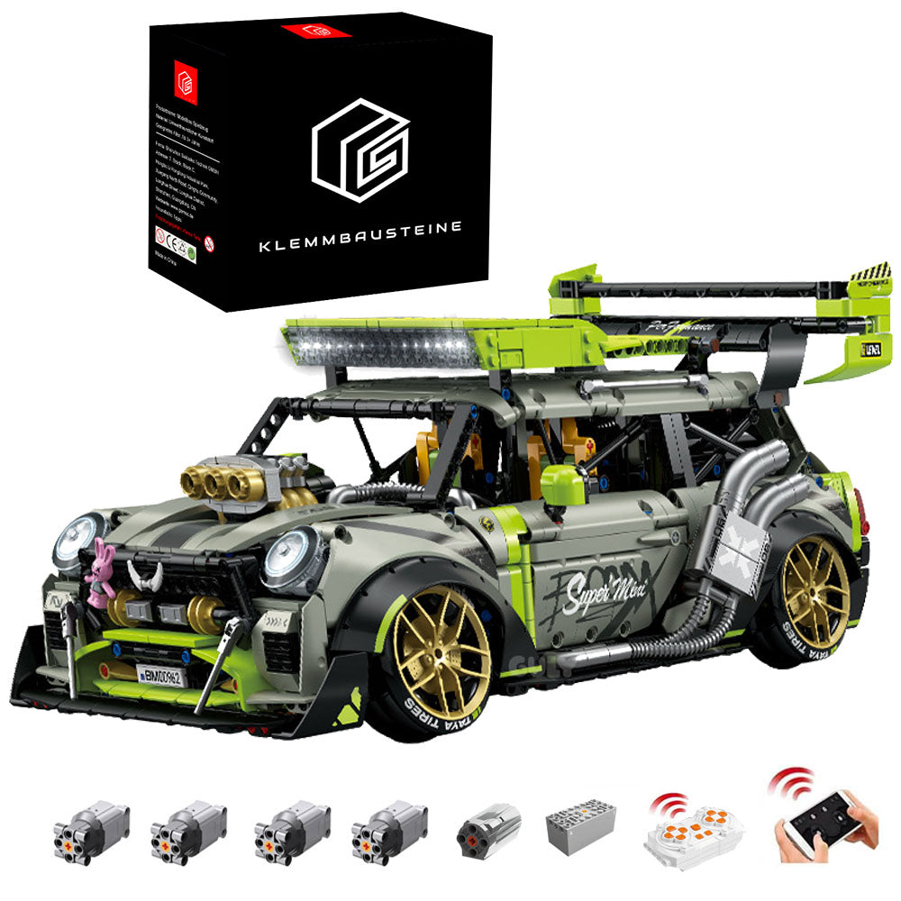 Technik Auto für BMW MINI Rennwagen, Mit 6 Motoren Set, Technik Auto 1:10 Groß Auto,2550 Teile Technik MOC Modellbau Kompatibel mit MINI Technik Auto