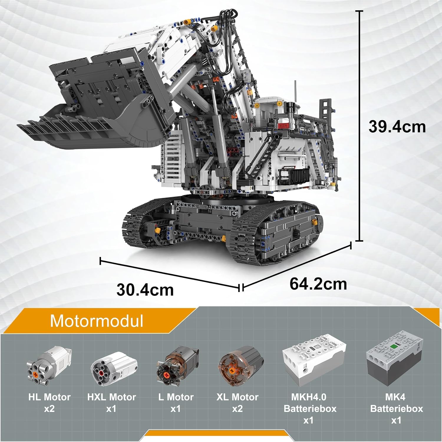 Technik Bagger Liebherr R 9800, 4460+ Teile Technik Bagger mit 6 Motoren, Riesiges Modell Klemmbausteine Bauset Kompatibel mit LEGO Technik Bagger