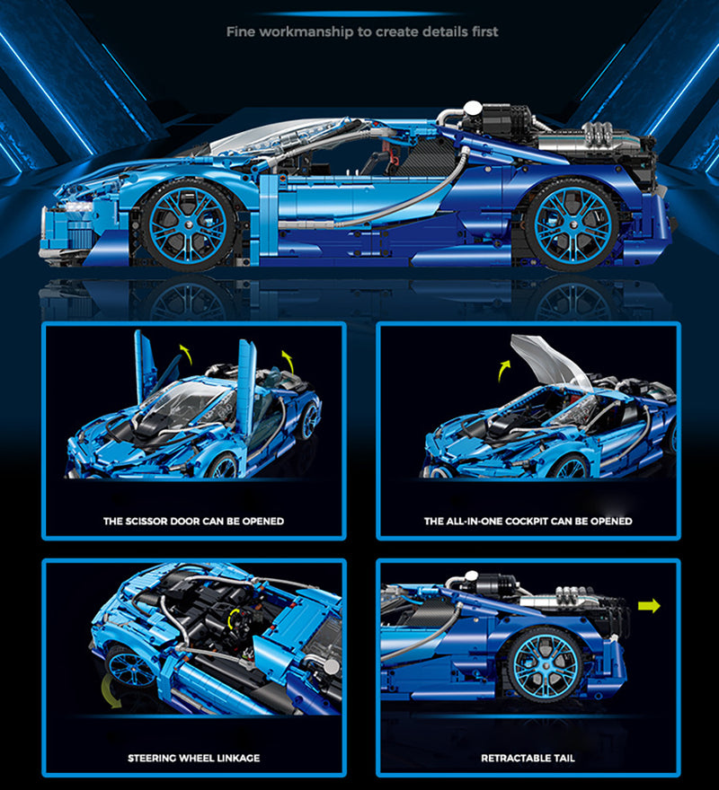 Technik Auto für Bugatti, 3800+ Teile Technik Auto Ferngesteuert Auto Motorisierte Sportwagen Modellbau Custom Bausteine Kompatibel mit Lego Technik Auto