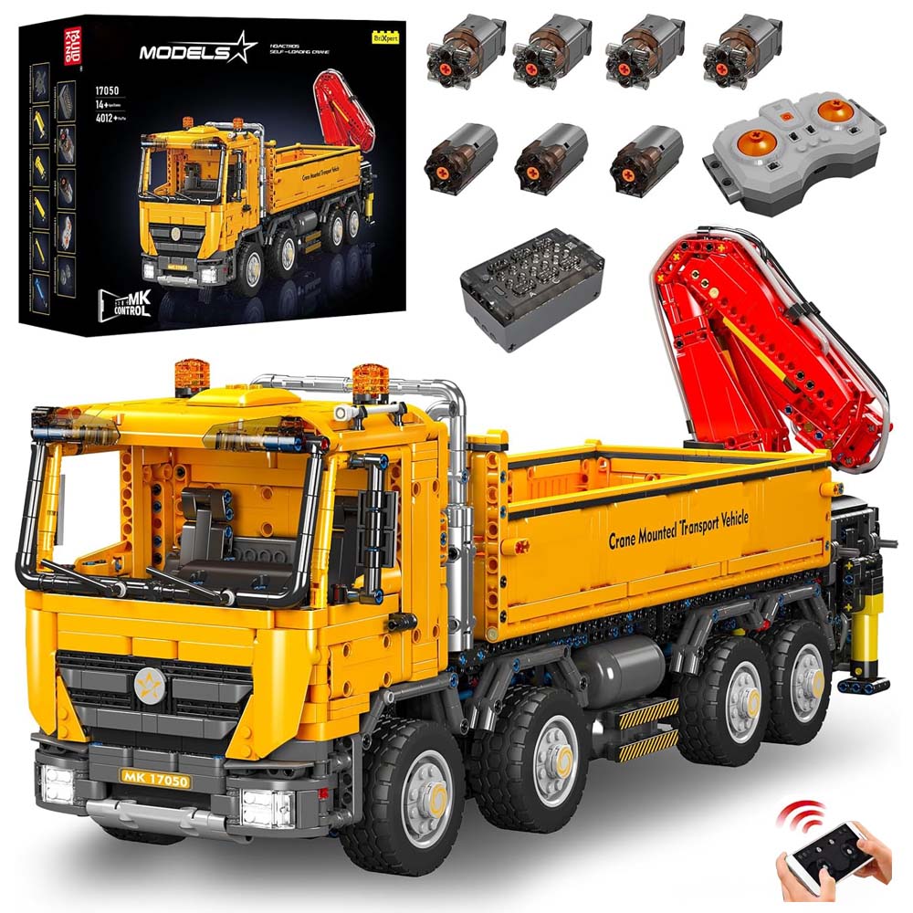 Technik LKW Technik Kipper 17050, Technik Kran LKW Mit 7 M0TOR Set, Technik Kranwagen Modellbau Klemmbausteine Kompatibel mit Lego Technic Auto