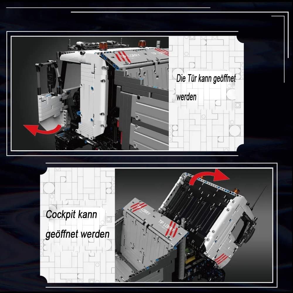 Technik Dumper mit Pneumatik Set Modell 19013, Technik LKW Ferngesteuert Kipper Modell, Technic Ferngesteuert Dumper Modell Bauset Kompatibel mit Lego Technik LKW