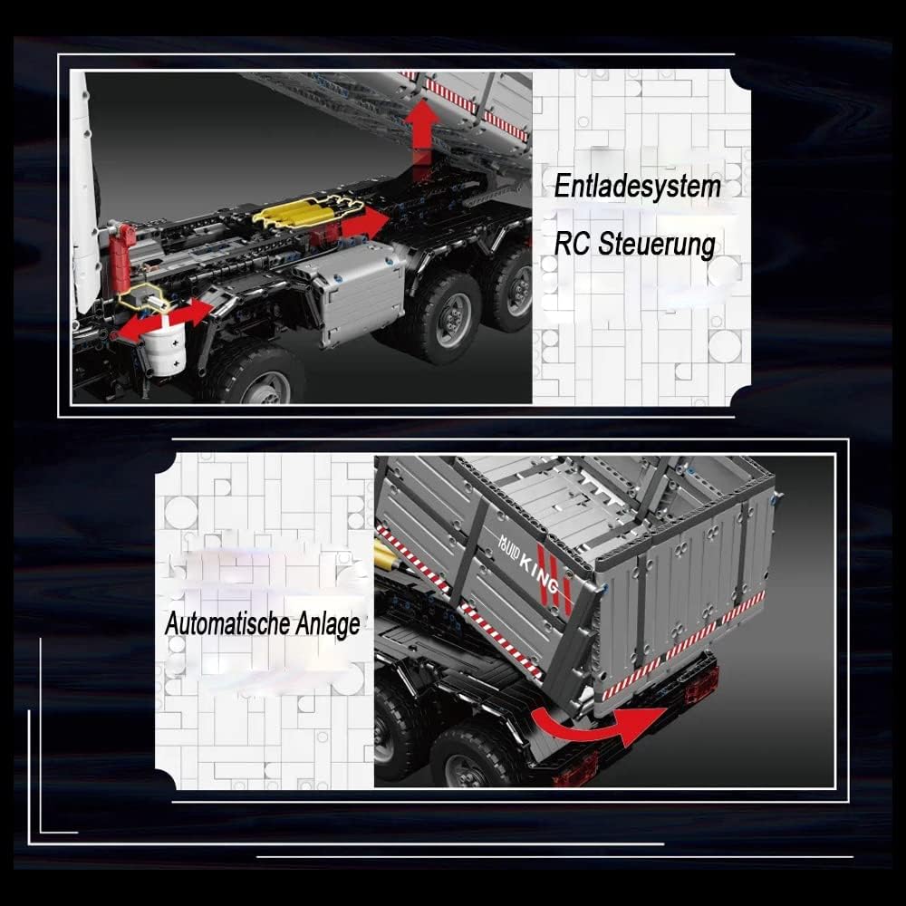 Technik Dumper mit Pneumatik Set Modell 19013, Technik LKW Ferngesteuert Kipper Modell, Technic Ferngesteuert Dumper Modell Bauset Kompatibel mit Lego Technik LKW