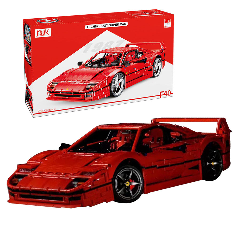 Technik Auto für Ferrari F40 Supercar, Technik Sportwagen Modell Klemmbausteine Bauset Kompatibel mit Lego Technik Auto