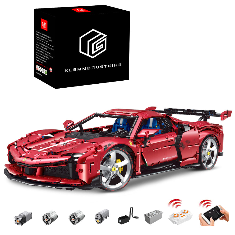 Technik Auto für Ferrari SF90 Modell, 3980+ Teile Technik Auto Technik Sportwagen, 1:8 Groß MOC Technik Auto Modell Bauset Kompatibel mit Lego Technik Auto, 10623