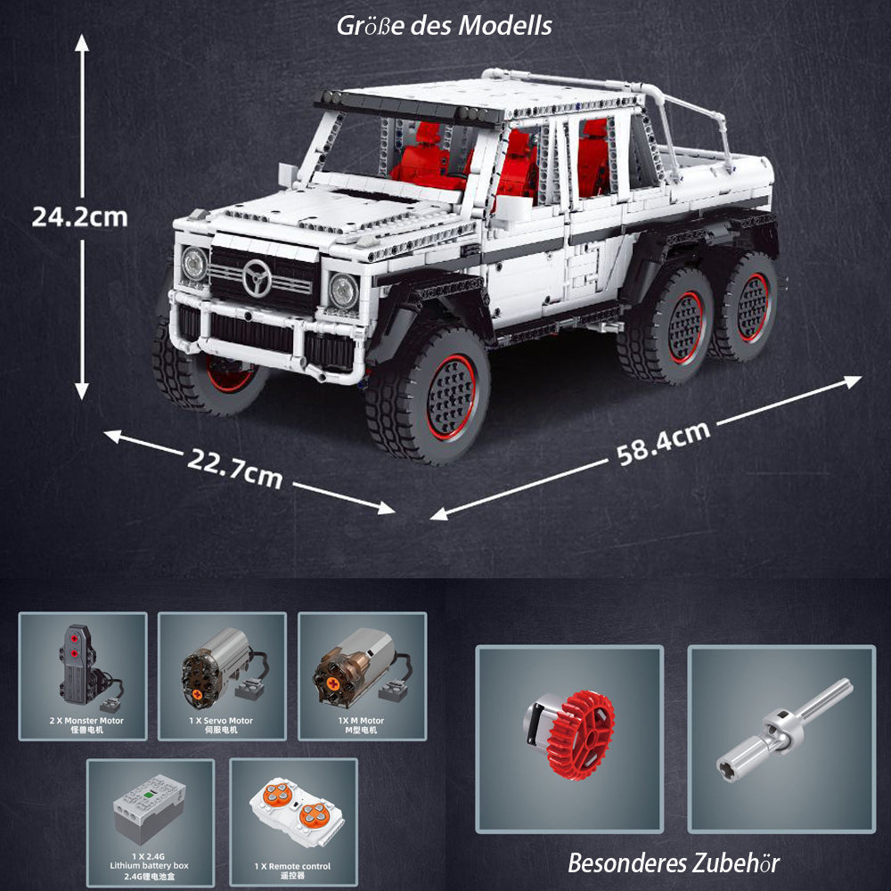 Technik Auto für Mercedes-Benz G700 Offroad-Fahrzeug, 6X6 Geländewagen, Technik Klemmbausteine Kompatibel mit LEGO Technik Auto