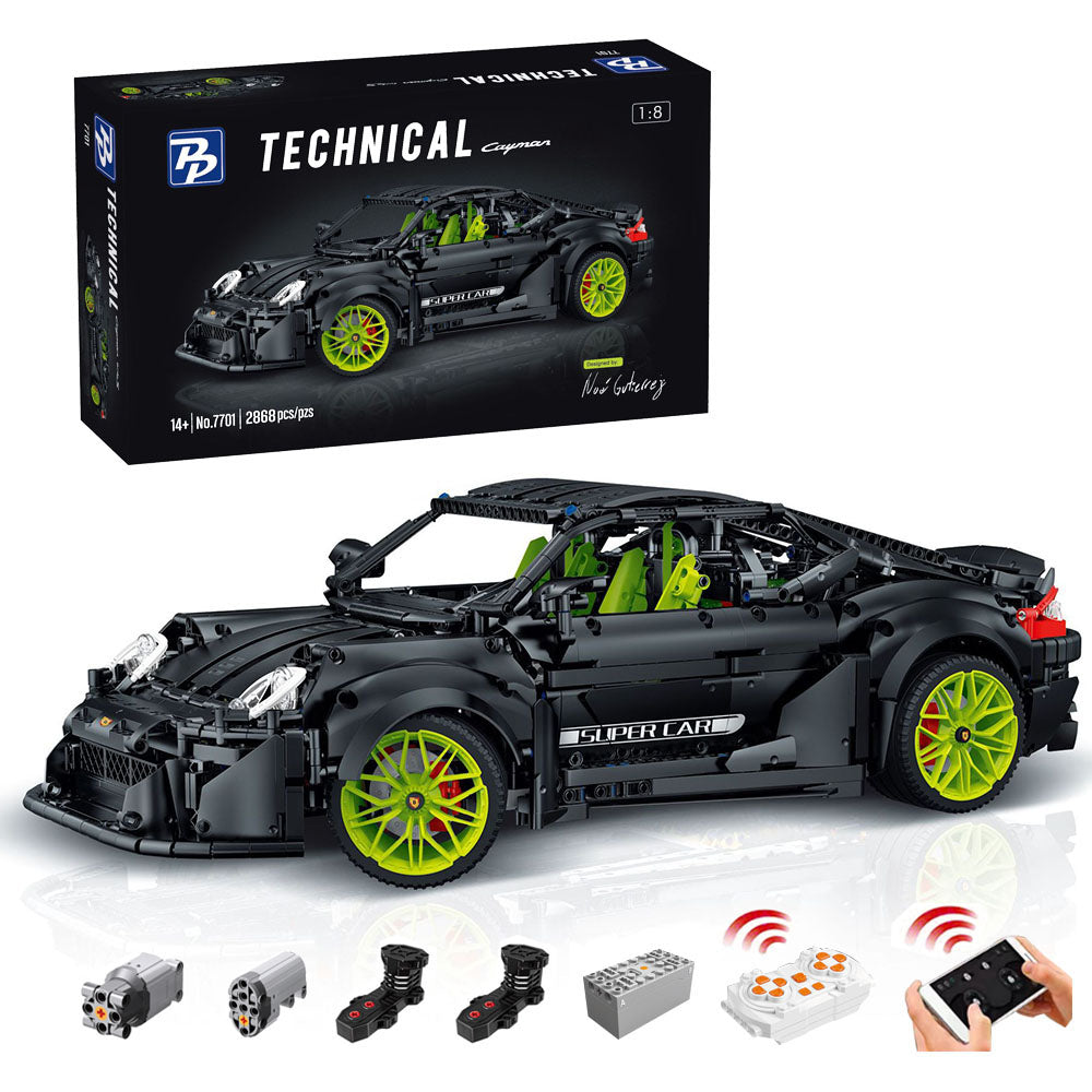 KYLON Technik Auto für Porsche Cayman S, 2800+ Teile Technic Auto Ferngesteuert, Technik Supersportwagen 1:8 Modell Bausatz Kompatibel mit Lego Technik Auto