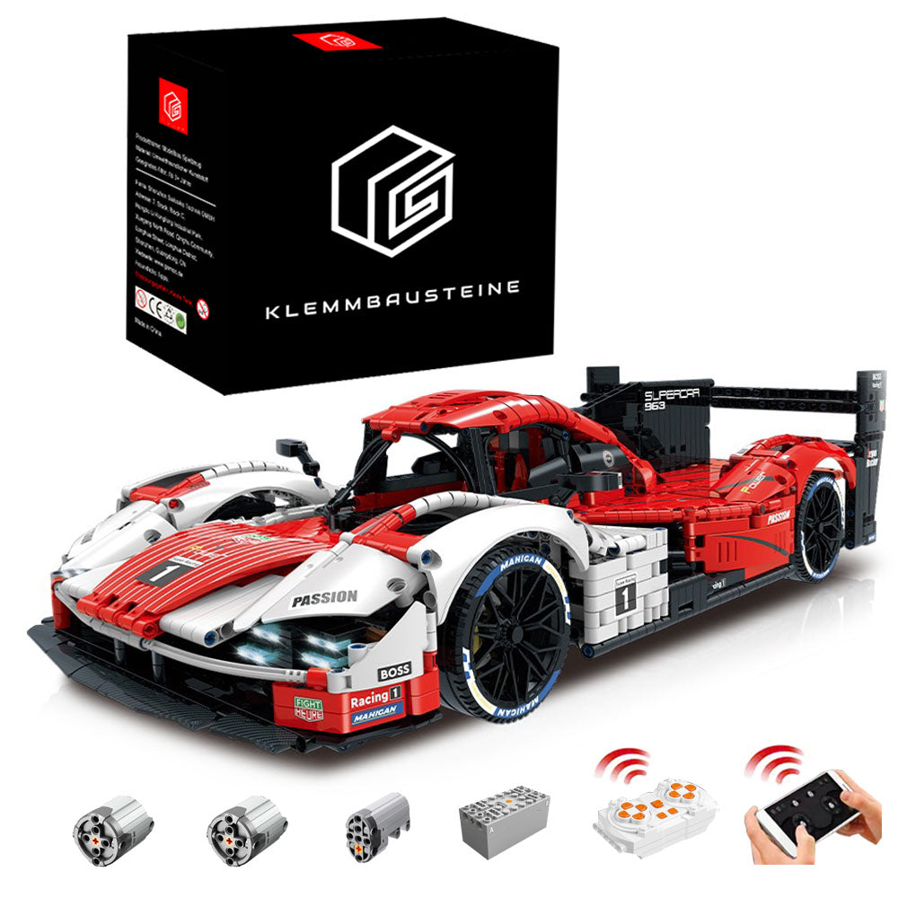 Technik Auto für Porsche 963 Rennwagen, 3400+ Teile Technik Auto Ferngesteuert Auto Motorisierte Rennwagen Modellbau Custom Bausteine Kompatibel mit Lego Technik Auto