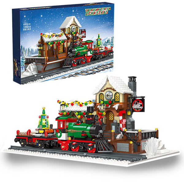 Weihnachtszug für Lego Weihnachten 2023, Weihnachtszug Mit Ieds Weihnachten Haus Weihnachtsbaum Weihnachtsset, 1360+ Teile Klemmbausteine Modell Kompatibel mit Lego Weihnachten 2023