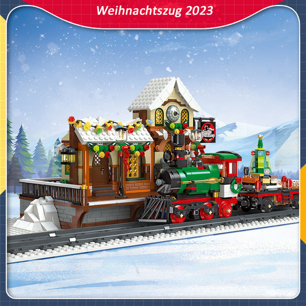 Weihnachtszug für Lego Weihnachten 2023, Weihnachtszug Mit Ieds Weihnachten Haus Weihnachtsbaum Weihnachtsset, 1360+ Teile Klemmbausteine Modell Kompatibel mit Lego Weihnachten 2023