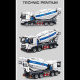 Technik Betonmischer LKW, 2430+ Teile Technik LKW Mischwagen, Technik Truck mit Mischwagen Bauset Kompatibel mit Technik LKW