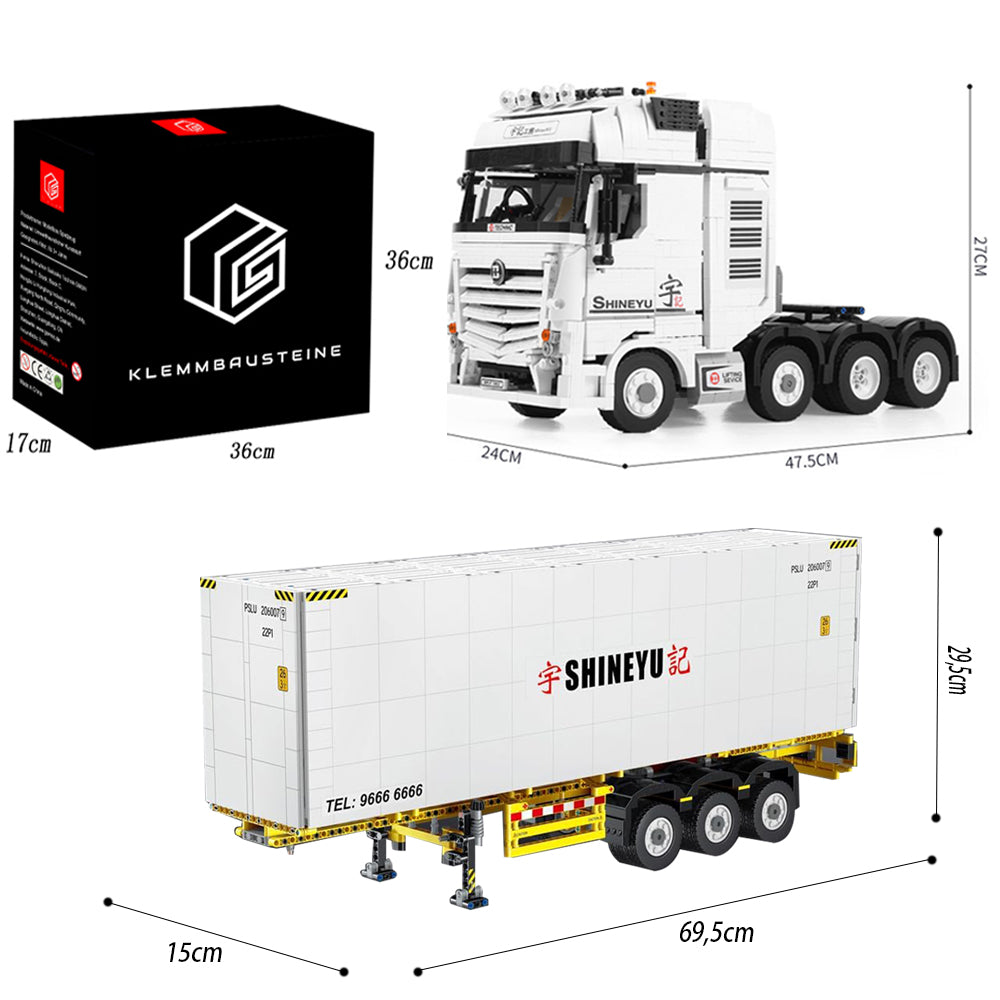 Technik LKW mit Container, 4280+ Teile Technik LKW mit Anhanger, Technik Truck mit Container Bauset Kompatibel mit Lego Technik LKW