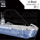 Panlos 628011 U-BOOT 120cm Modell, 6110+ Teile Technik VIIC U-Boot Riesiges Uboot militär Klemmbausteine Modell Set Kompatibel mit Lego Technik