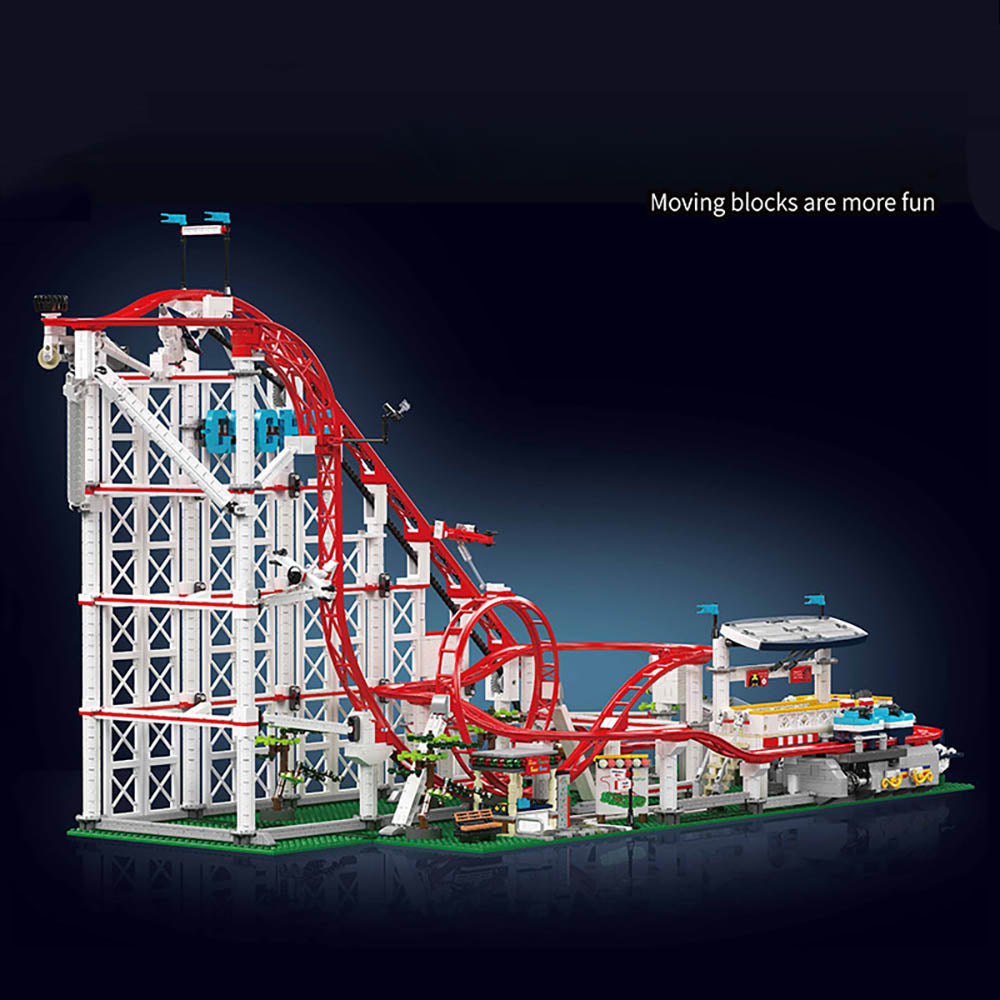 Technik Achterbahn 100cm, 3640+ TeiIe Technik Rollercoaster Mit M0T0R ModeII KIemmbausteine, Technik Achterbahn Bausatz für Weihnachten 2024