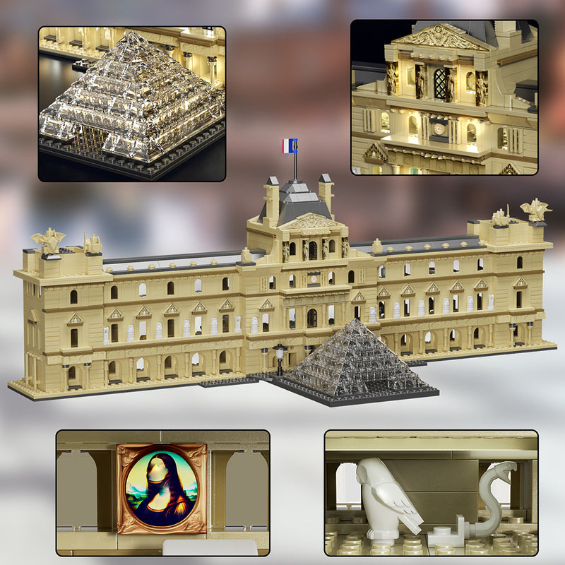 Architecture Louvre Modell, 1352 Teile Louvre Groß MOC Louvre Modellbau Kompatibel mit Lego Architecture Modell