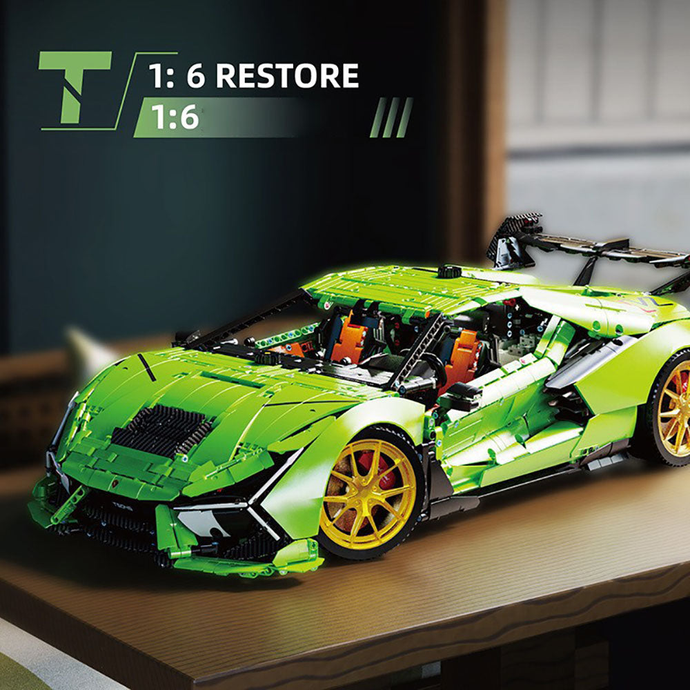 Technik Auto für Lamborghini Huracan Grünes Superauto, 1:6 Groß Auto mit 6 Motoren Set, Technik Auto ModeII Bausatz, 6620 TeiIe MOC Supercar ModeII, Kompatibel mit Iego Technik Lamborghini